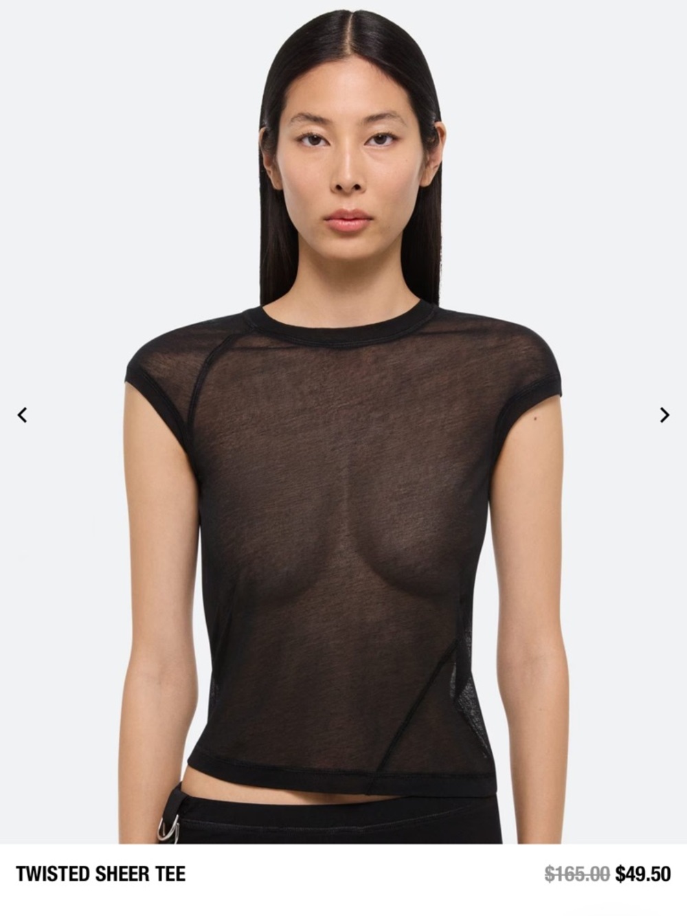 NWT HELMUT LANG Twisted Sheer Tee - Black, M